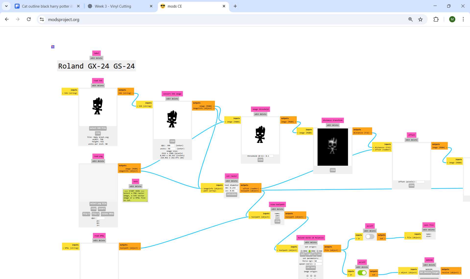Imported SVG file in Fab mods workflow
